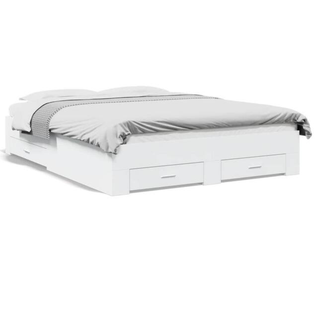 Berkfield Home Bed Frame with Drawers without Mattress White 150x200 cm King Size - image 1