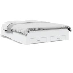 Berkfield Home Bed Frame with Drawers without Mattress White 150x200 cm King Size - thumbnail 1