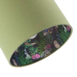 Happy Homewares Woodland Animals & Forest Drum Lamp Shade with Olive Green Linen - Size: 10 inches - thumbnail 5