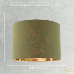 Happy Homewares Woodland Animals & Forest Drum Lamp Shade with Olive Green Linen - Size: 10 inches - thumbnail 6