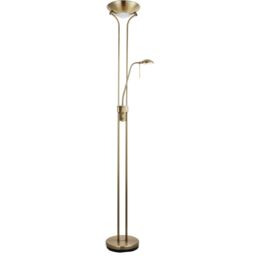 Loops Mother & Child Floor Lamp Antique Brass 1.8m Twin Light Dimmer Flexible Reading in Metallics - thumbnail 1