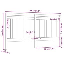 Berkfield Home Bed Headboard Grey 206x4x100 cm Solid Wood Pine - Size: 206 x 4 x 100 cm - thumbnail 6