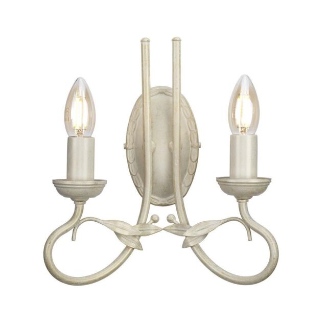 Netlighting Olivia 2 Light Indoor Candle Wall Light Gold Ivory E14 in White