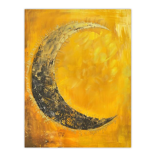 "Artery8 Crescent Moon Orange Gold Moonlight Tassels Wall Art Print in Yellow - Size: W24"" x H32""" - image 1