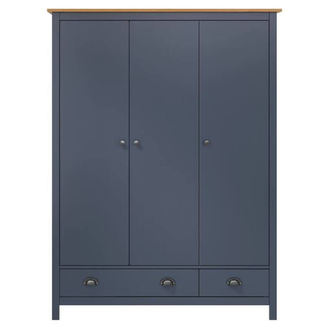 Berkfield Home Modern 3-Door Wardrobe Hill Grey 127x50x170 cm Solid Pine Wood in Dark Navy - Size: 127 x 50 x 170 cm - image 1