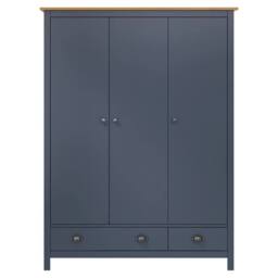 Berkfield Home Modern 3-Door Wardrobe Hill Grey 127x50x170 cm Solid Pine Wood in Dark Navy - Size: 127 x 50 x 170 cm - thumbnail 1