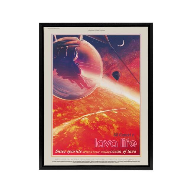 "Artery8 55 Cancri E Lava Life NASA Space Travel Framed Canvas Wall Art Print in Orange - Size: W12"" x H16""" - image 1