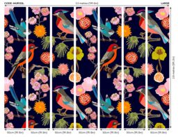 Origin Murals Floral Birds Wall Mural in Indigo - Size: W350 cm x H280 cm - thumbnail 4