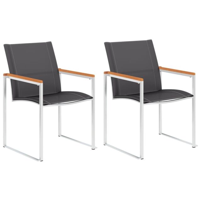 Berkfield Home Garden Chairs 2 pcs Textilene & Stainless Steel Grey - image 1