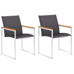 Berkfield Home Garden Chairs 2 pcs Textilene & Stainless Steel Grey