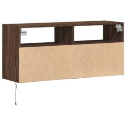 Berkfield Home TV Wall Cabinet with LED Lights Brown Oak 100x31x45 cm - Size: 100 x 31 x 45 cm - thumbnail 8