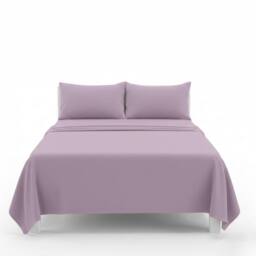 Snug City Easy Care Flat Bed Sheet Polycotton Durable Low Maintenance Bedding in Lilac - Size: King - thumbnail 2