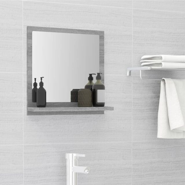 Berkfield Home Bathroom Mirror Grey Sonoma 40x10.5x37 cm Engineered Wood - image 1