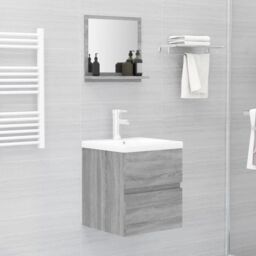 Berkfield Home Bathroom Mirror Grey Sonoma 40x10.5x37 cm Engineered Wood - thumbnail 5