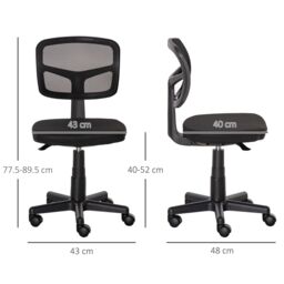 VINSETTO Office Chair without Arms, Ergonomic Swivel Mesh Desk Chair in Black - thumbnail 3