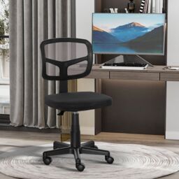 VINSETTO Office Chair without Arms, Ergonomic Swivel Mesh Desk Chair in Black