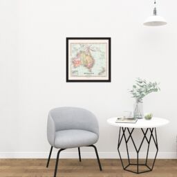 "Artery8 Wall Art Print Map Sampson Australasia Australia Fiji Square Framed Picture 16X16 Inch in Black - Size: W16"" x H16""" - thumbnail 2