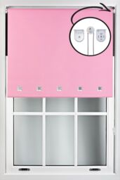 Furnished Pink Blackout Roller Blind with Chrome Square Eyelets & Metal Fittings - Size: 115 cm width x 210 cm drop - thumbnail 1