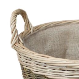 Red Hamper Wicker Unpeeled Hessian Lined Log Basket in Brown - thumbnail 2