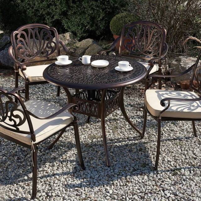 Wyld and Coco Brown 90 cm Round Vintage Aluminium Garden Table - image 1