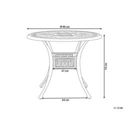 Wyld and Coco Brown 90 cm Round Vintage Aluminium Garden Table - thumbnail 4