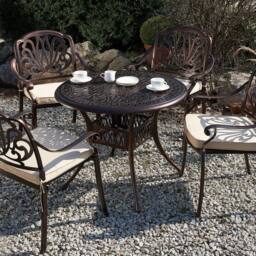 Wyld and Coco Brown 90 cm Round Vintage Aluminium Garden Table