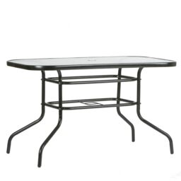 Harbour Housewares Metal Glass Top Garden Table 120cm x 70cm Black - Size: 120 cm x 70 cm - thumbnail 1