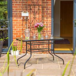 Harbour Housewares Metal Glass Top Garden Table 120cm x 70cm Black - Size: 120 cm x 70 cm - thumbnail 5