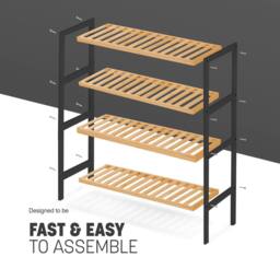 Keplin 4-Tier Bamboo Shoe Rack - Wooden Shoe Organiser with Large Capacity in Natural - thumbnail 5