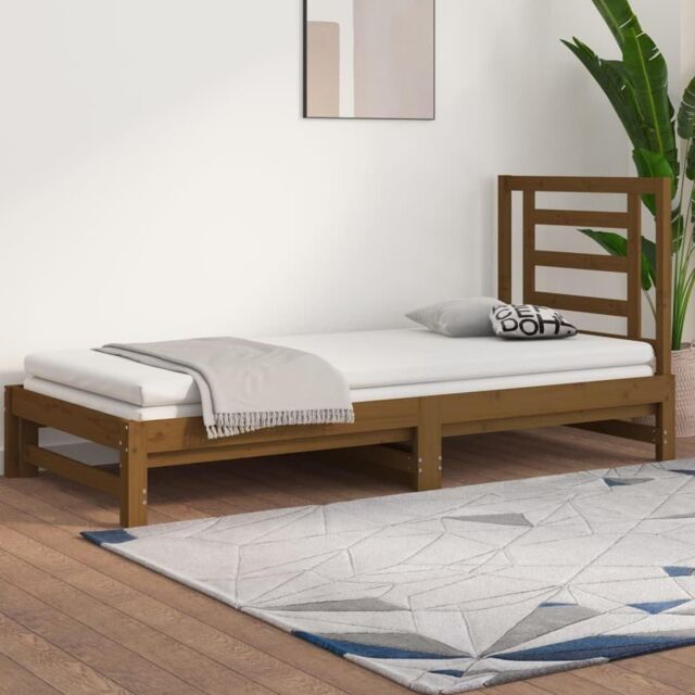 Pull-out Day Bed Honey Brown 2x(90x200) cm Solid Wood Pine - image 1
