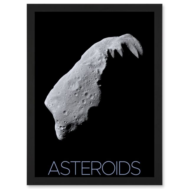 Artery8 NASA Asteroid 243 Ida Space Poster Artwork Framed Wall Art Print A4 in Black - image 1