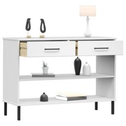 Berkfield Home Console Cabinet with Metal Legs White Solid Wood Pine OSLO - thumbnail 3