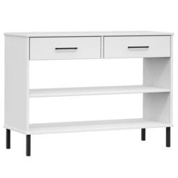 Berkfield Home Console Cabinet with Metal Legs White Solid Wood Pine OSLO - thumbnail 2