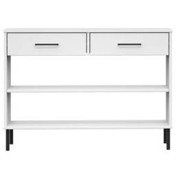 Berkfield Home Console Cabinet with Metal Legs White Solid Wood Pine OSLO - thumbnail 4