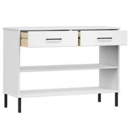 Berkfield Home Console Cabinet with Metal Legs White Solid Wood Pine OSLO - thumbnail 5