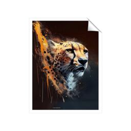 "Warren Reed - Designer Cheetah Face Splashart Dark Background Unframed Art Print - Size: W20"" x H30""" - thumbnail 1