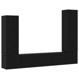 Berkfield Home 4 Piece TV Cabinet Set Wall-mounted Black Oak Engineered Wood - thumbnail 2