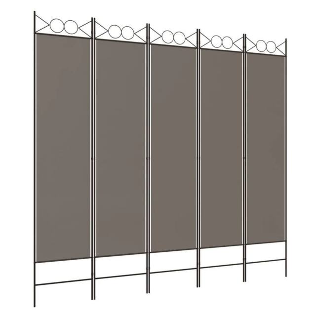Berkfield Home 5-Panel Room Divider Anthracite 200x200 cm Fabric in Charcoal - image 1