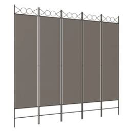 Berkfield Home 5-Panel Room Divider Anthracite 200x200 cm Fabric in Charcoal - thumbnail 1