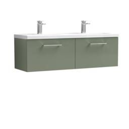 Balterley Level 1200mm Wall Hung 2-Drawer Unit with Double Basin - Satin Green
