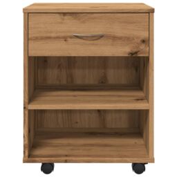 Berkfield Home Rolling Cabinet Artisan Oak 46x36x59 cm Engineered Wood in Brown - Size: 46 x 36 x 59 cm - thumbnail 5