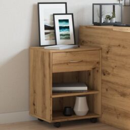 Berkfield Home Rolling Cabinet Artisan Oak 46x36x59 cm Engineered Wood in Brown - Size: 46 x 36 x 59 cm - thumbnail 4