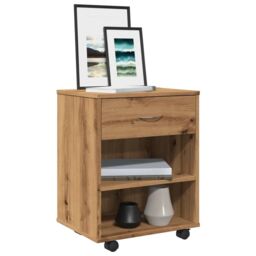 Berkfield Home Rolling Cabinet Artisan Oak 46x36x59 cm Engineered Wood in Brown - Size: 46 x 36 x 59 cm - thumbnail 1