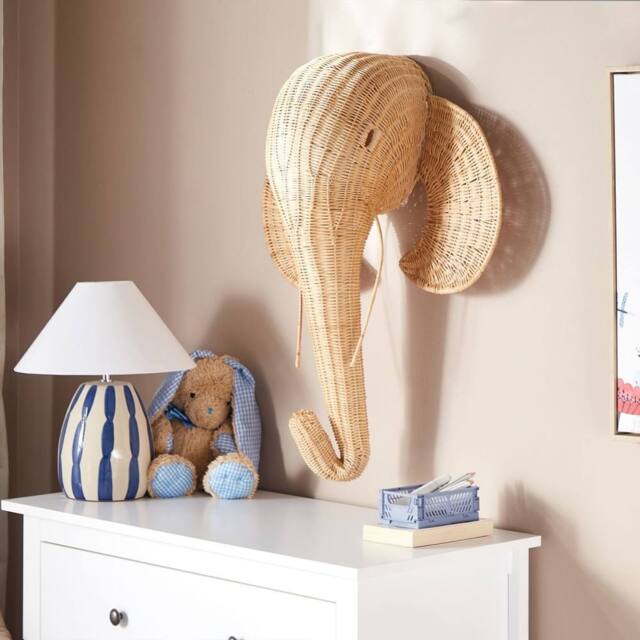 Wyld and Coco Natural Rattan Elephant Wall Art Handmade Modern Decor - image 1