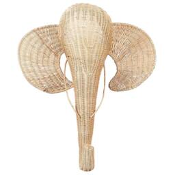 Wyld and Coco Natural Rattan Elephant Wall Art Handmade Modern Decor - thumbnail 2