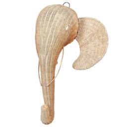 Wyld and Coco Natural Rattan Elephant Wall Art Handmade Modern Decor - thumbnail 3