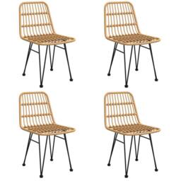 Berkfield Home 5 Piece Garden Dining Set Poly Rattan in Tan - thumbnail 4