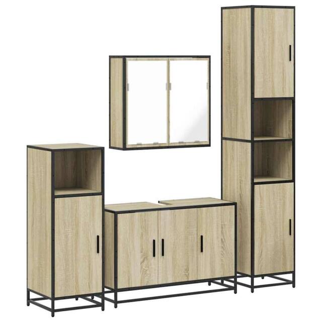 Berkfield Home 4¬†Piece Bathroom Furniture Set¬†Sonoma Oak Engineered Wood in Brown - image 1