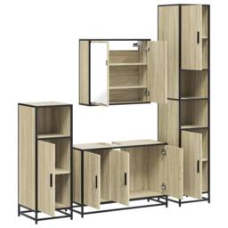 Berkfield Home 4¬†Piece Bathroom Furniture Set¬†Sonoma Oak Engineered Wood in Brown - thumbnail 6