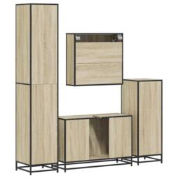 Berkfield Home 4¬†Piece Bathroom Furniture Set¬†Sonoma Oak Engineered Wood in Brown - thumbnail 8